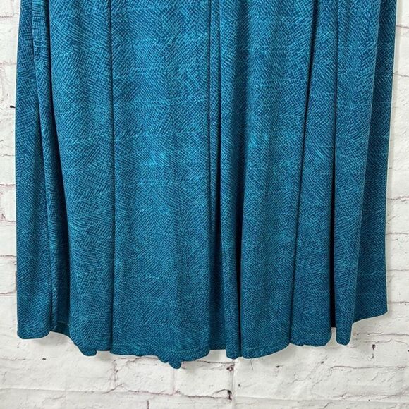 LuLaRoe Skirt Womens Small Pleated Midi Striped Pull On A Line Pocket Blue Teal - Picture 3 of 9